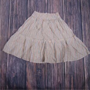 Marine Layer Smocked Skirt in Green and Orange XS